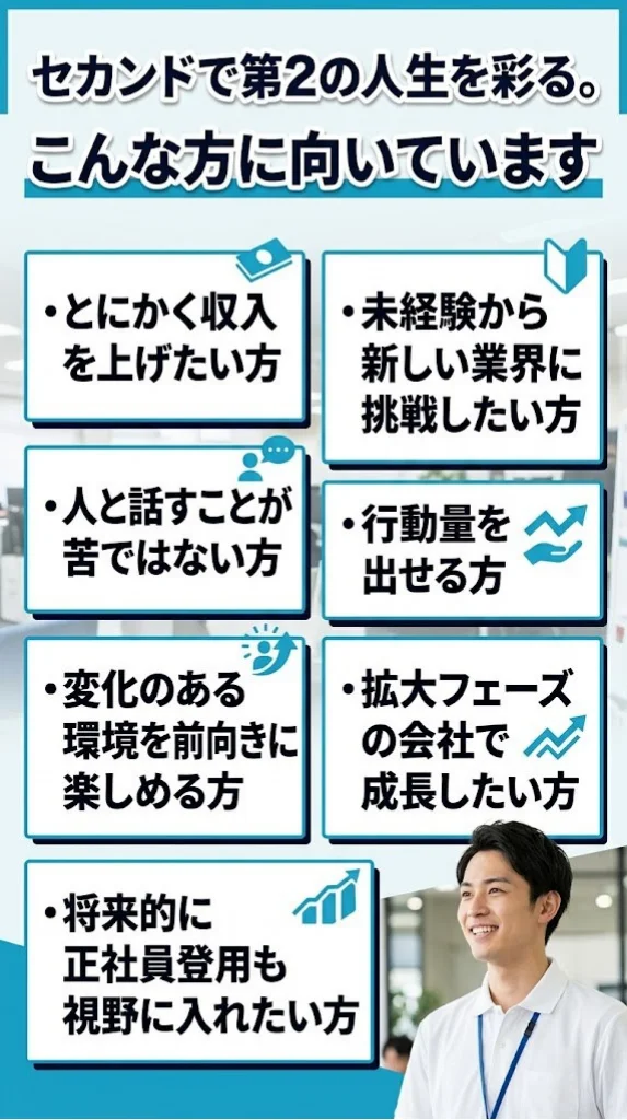 セカンドで第2の人生を彩る こんな方に向いています